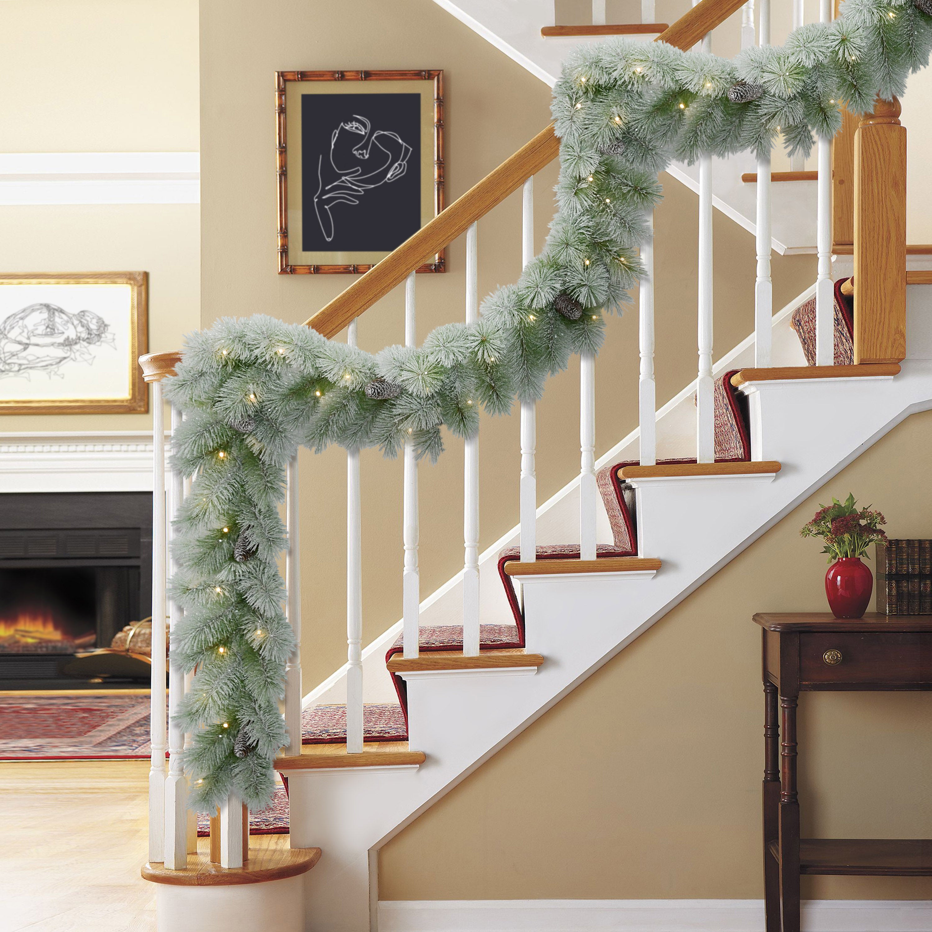 9' x 10" Pre-Lit Flocked Garland